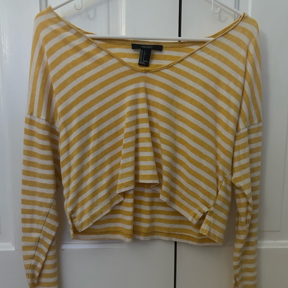 Forever 21 Striped Cropped Long Sleev